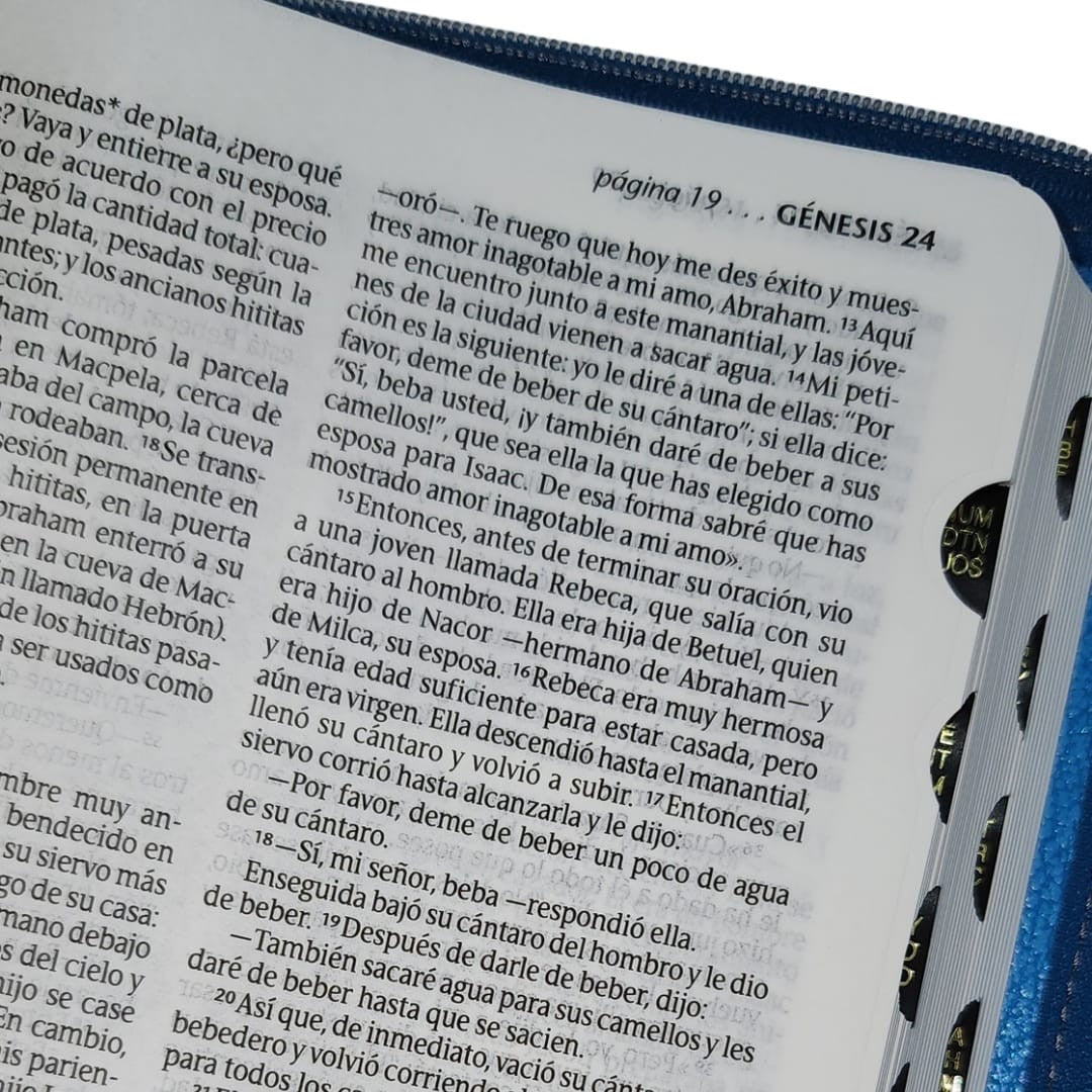Santa Biblia NTV, Cierre SentiPiel, Azul claro, Índice