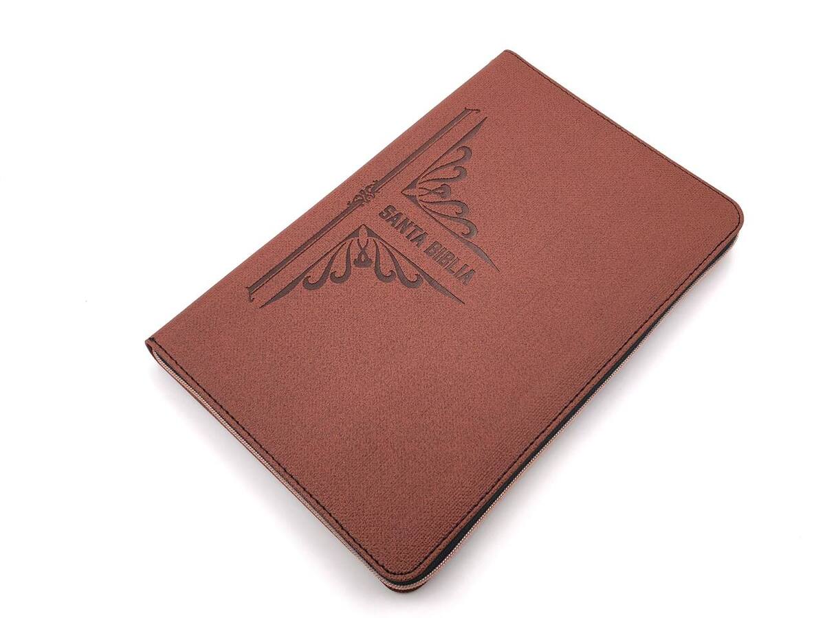 Santa Biblia NTV, cierre, SentiPiel, color ladrillo, Índice