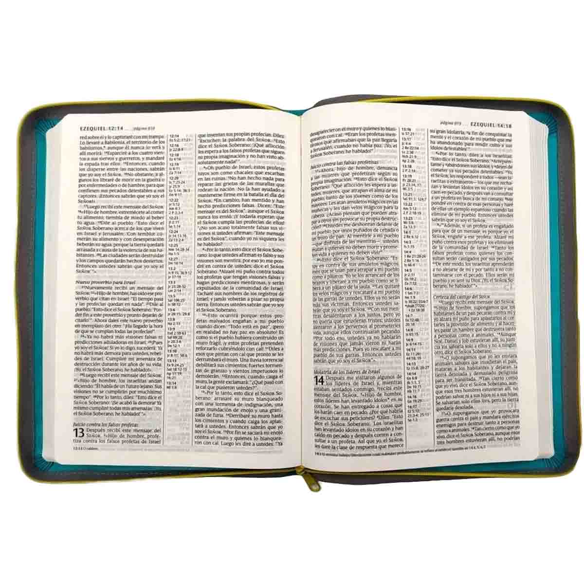 Santa Biblia NTV, cierre, referencias, letra grande SentiPiel Turquesa