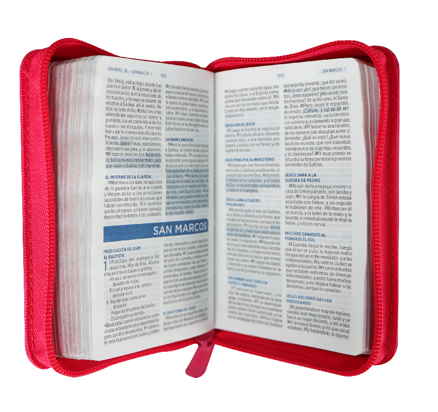 Biblia mini bolsillo RVR 1960 fucsia con cierre