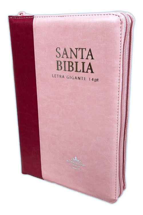Biblia Reina Valera 1960 Mediana Letra Gigante Imitación Piel Rosa Rosa Indice cierre mujer