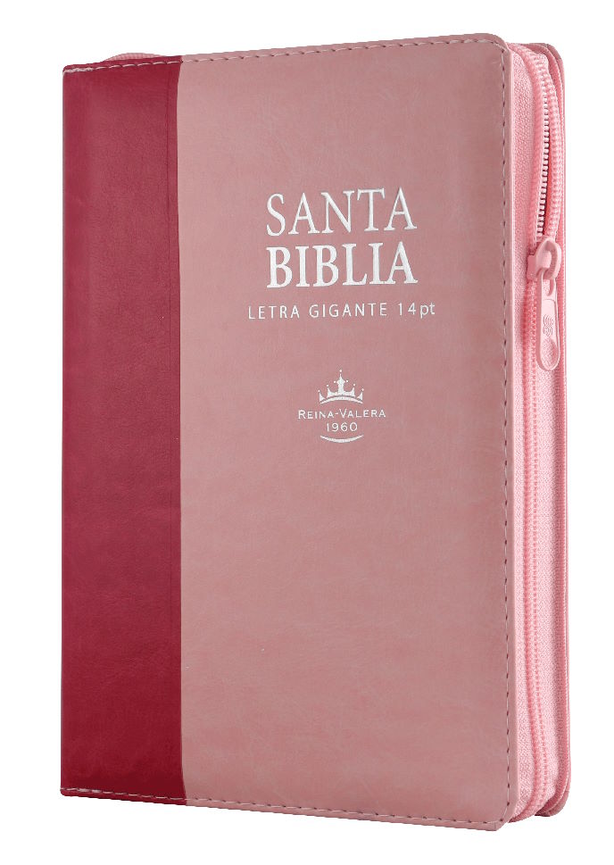 Biblia Reina Valera 1960 Mediana Letra Gigante Imitación Piel Rosa Rosa Indice cierre mujer