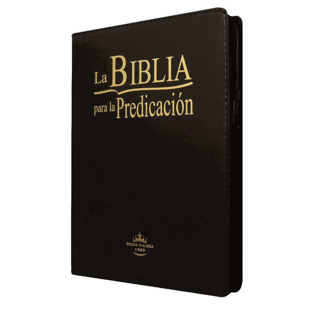 Biblia para la predicación RVR 1960 negra con índice y cierre