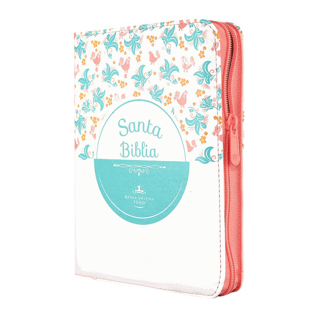 Reina Valera 1960 Blanca con flores compacta concordancia mujer