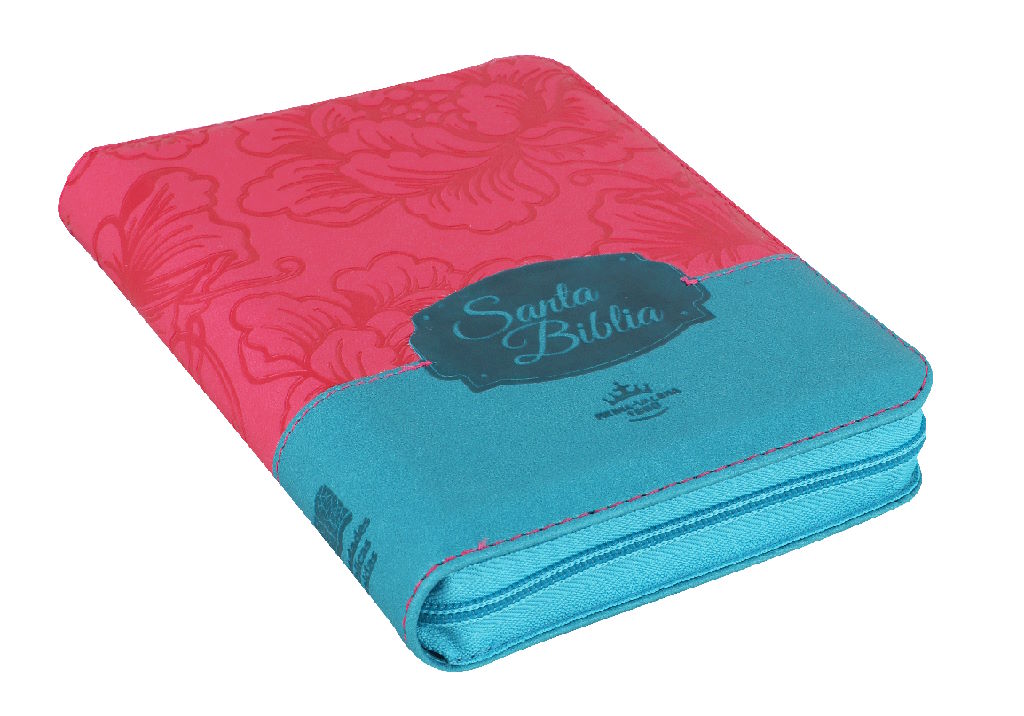 Biblia RVR concordancia cierre índice flores fucsia mujer compacta