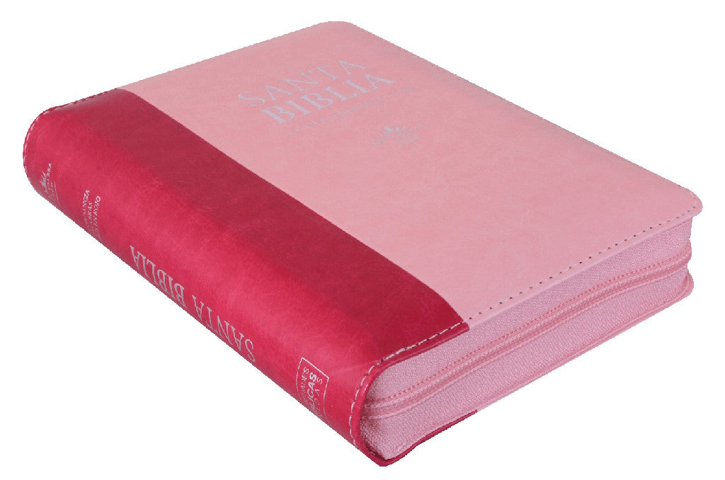 Biblia Reina Valera 1960 compacta bicolor rosado letra grande