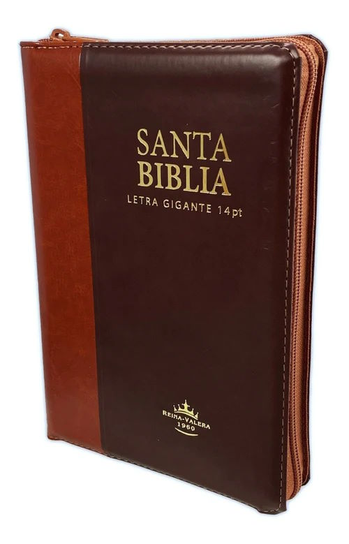 Biblia Reina Valera 1960 Letra Gigante 14 puntos cierre índice Tapa PU duotono marrón