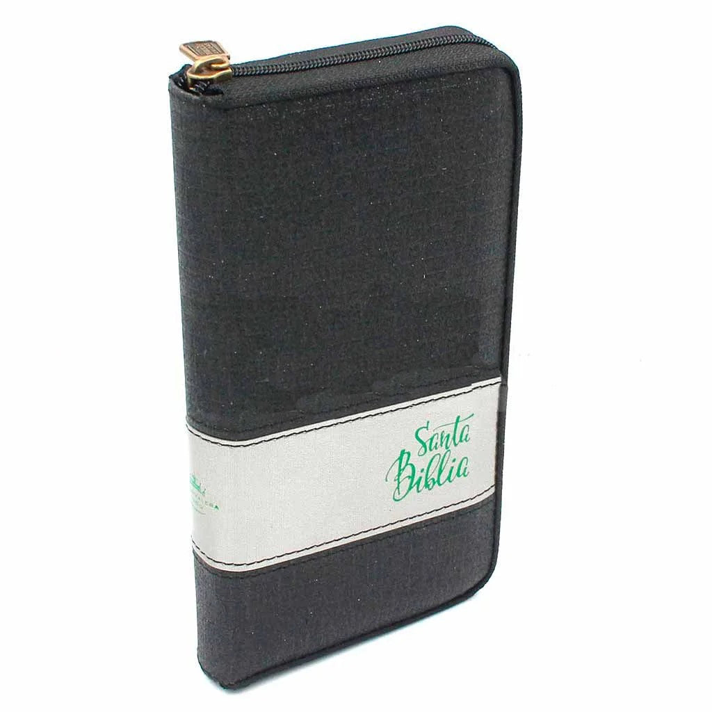 Biblia portátil Rvr1960 Cierre Negro brillante Hoja Fina