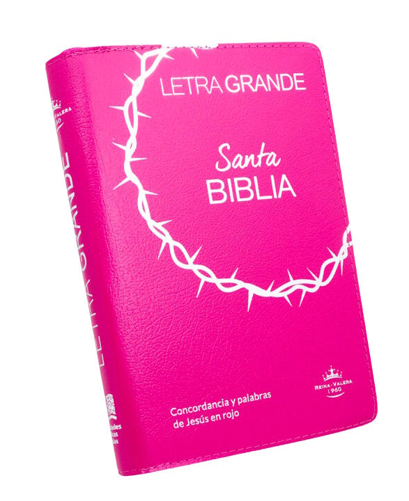 Biblia Rvr1960 Letra Grande 12 Puntos Rosado Cierre Índice