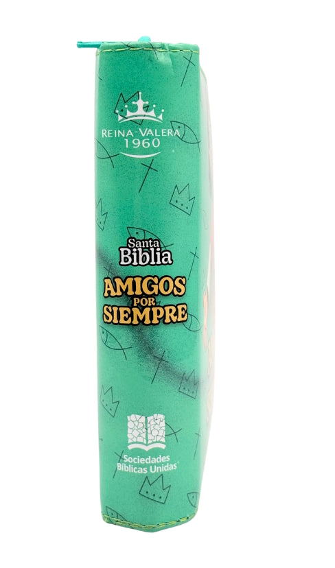 Biblia para niños Amigos por Siempre RVR 1960 Cierre Color Verde