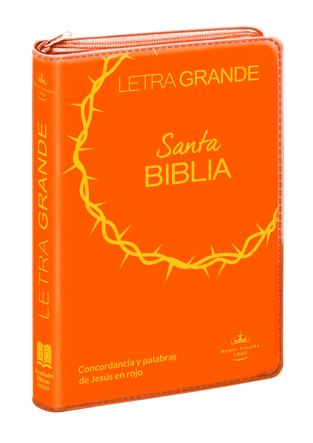 Bibila RVR1960 letra grande cierre índice naranja