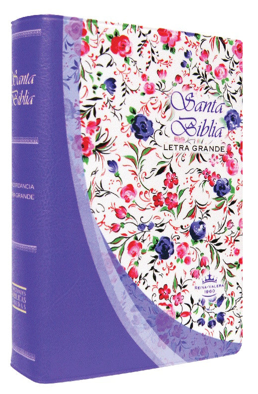 Biblia RVR 1960 compacta concordancia letra mediana lila flores