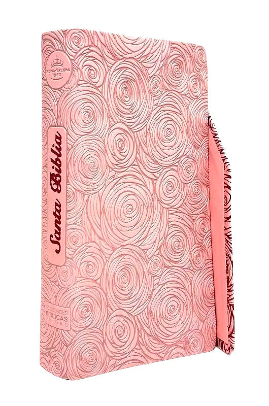 Biblia RVR60 Rosa Tapa Agenda con Concordancia, Índice, canto plateado portátil