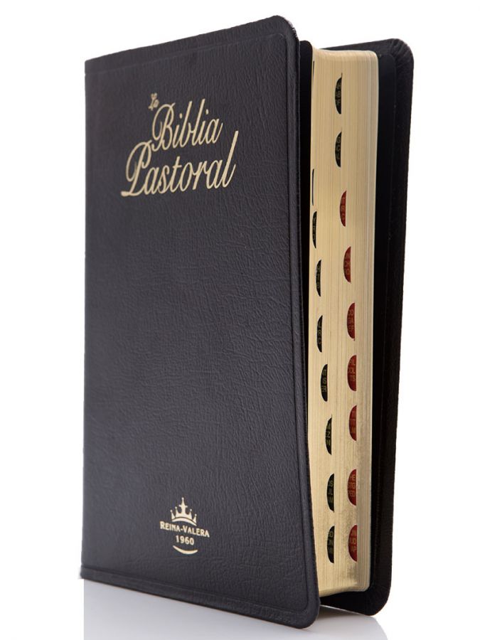 Biblia Pastoral Reina Valera 1960 Letra Grande piel negra indice