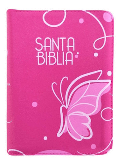 Reina Valera 1960 Bolsillo Cierre Fucsia ayudas QR mariposa