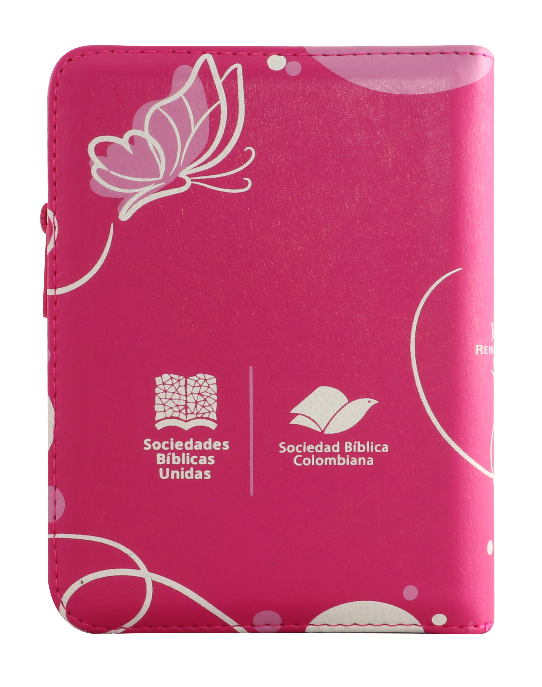 Reina Valera 1960 Bolsillo Cierre Fucsia ayudas QR mariposa