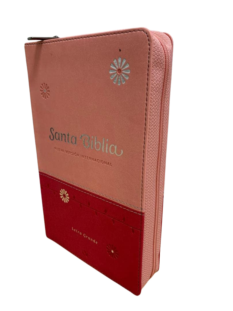 Santa Biblia NVI Letra Grande, Tamaño Manual Con Cierre – Simil piel rosa