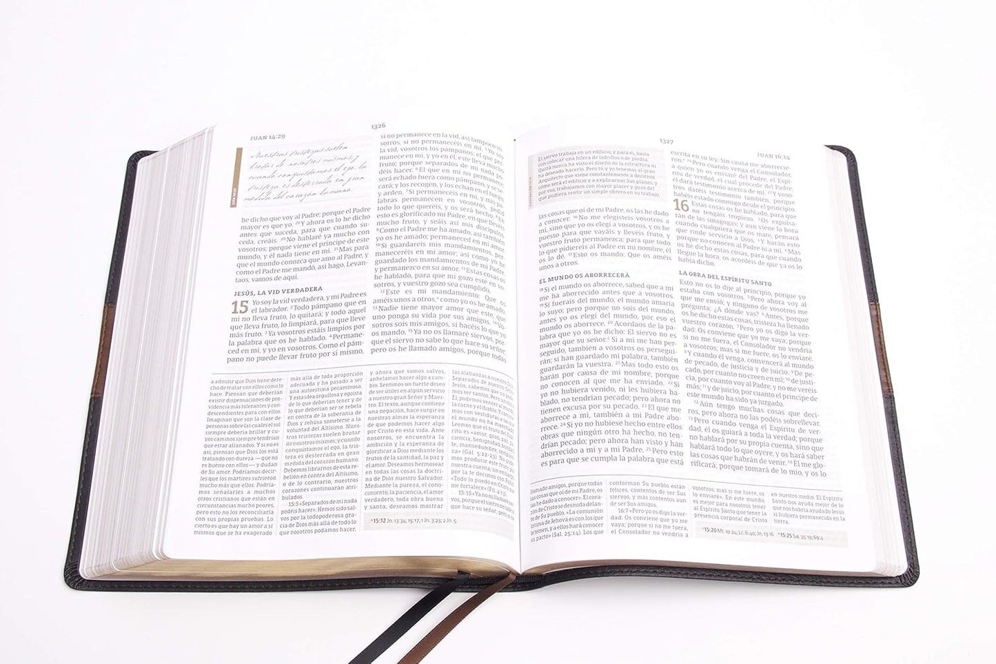 RVR 1960 Biblia de estudio Spurgeon, negro/marrón símil piel