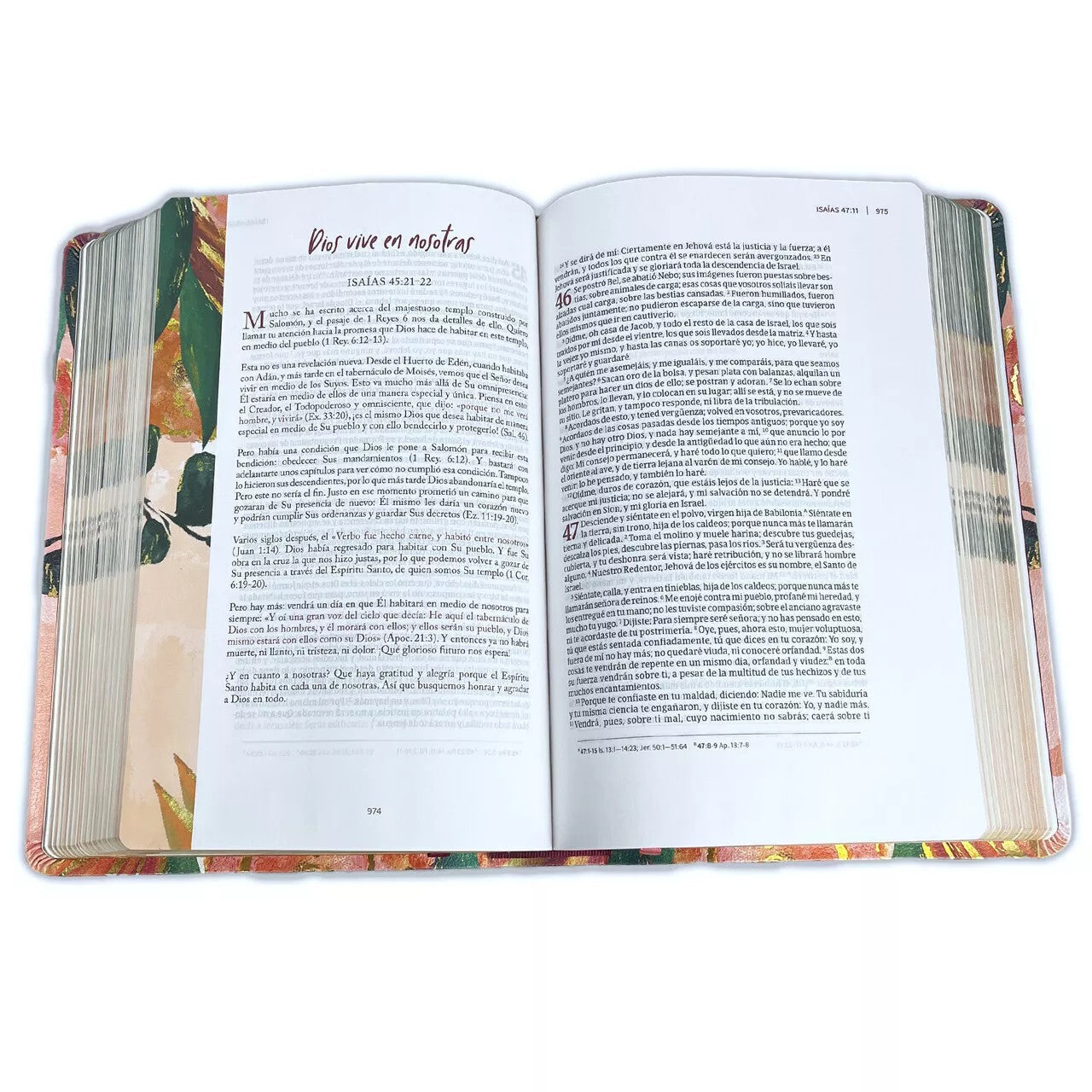 Biblia Devocional Reina Valera 1960 Centrada en Cristo floral, símil piel