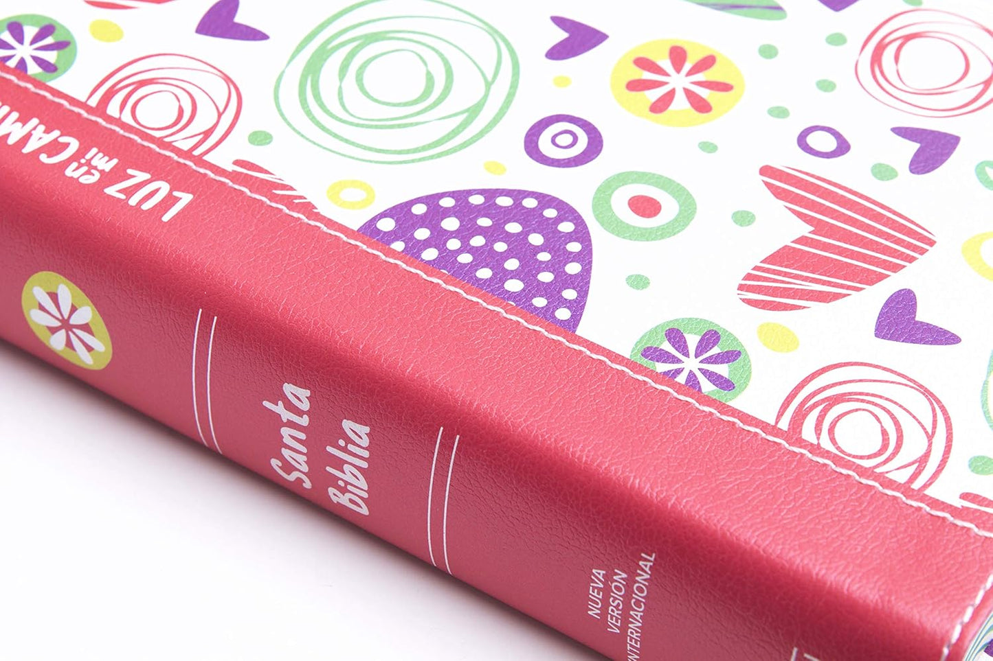 NVI Biblia Luz en mi camino corazones, multicolor símil piel 13x19 cm