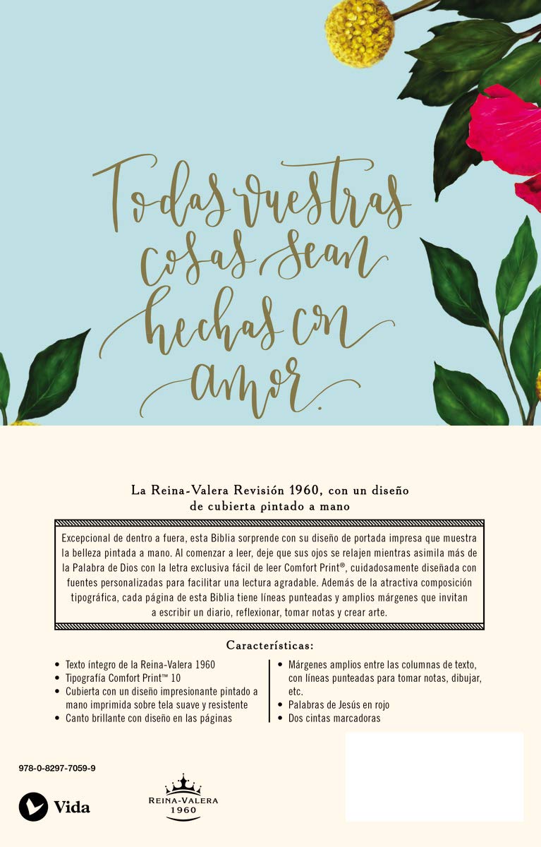 R60, Santa Biblia, Edición Artística, Tapa Dura/Tela, Floral
