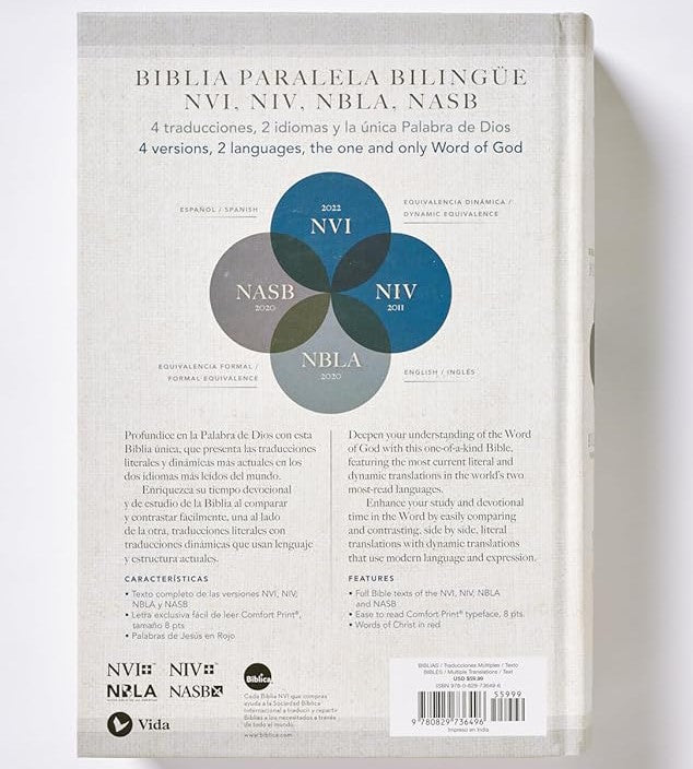 Biblia Inglés Español paralelo bilingüe NIV/NVI/NASB/NBLA