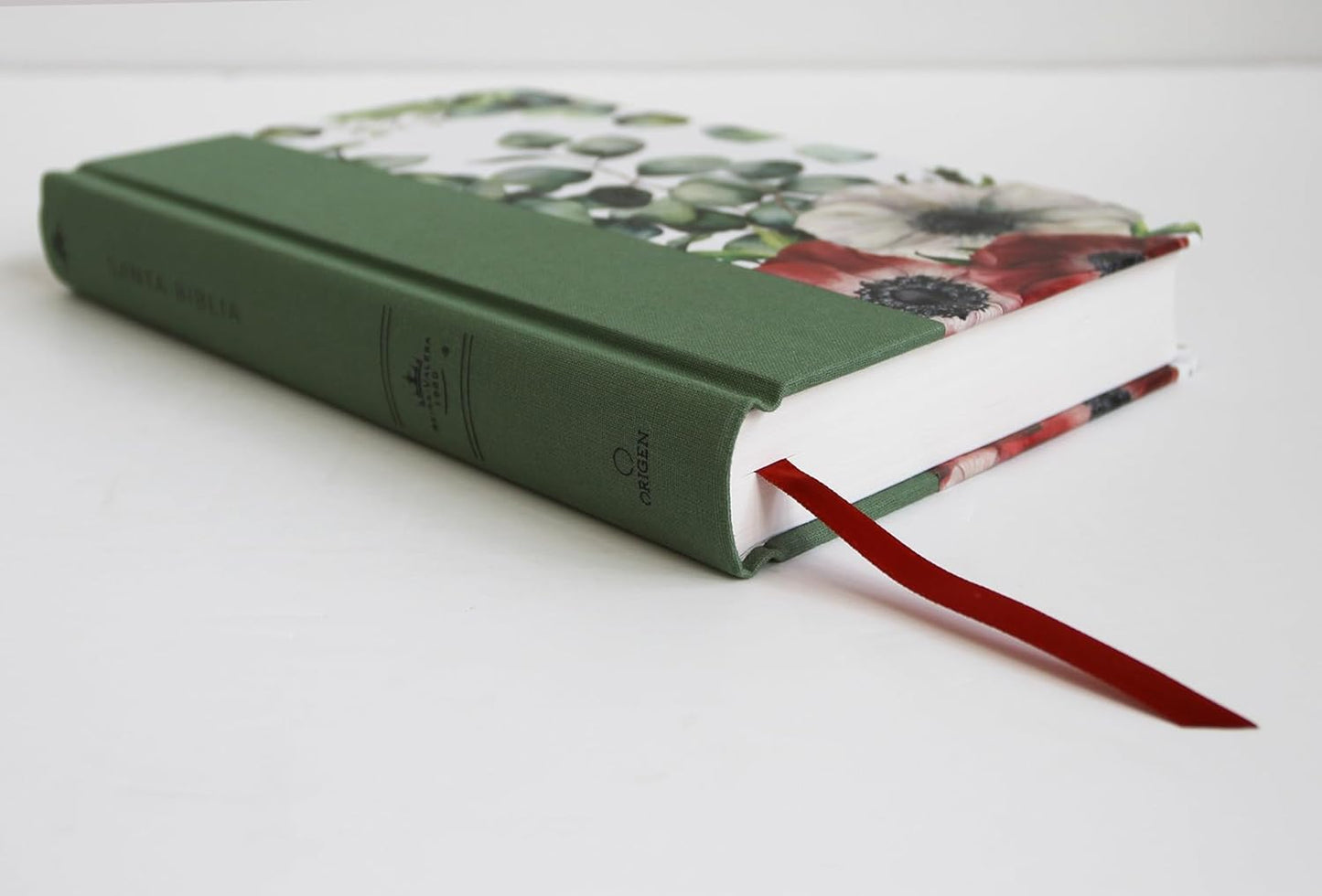 Biblia Reina Valera 1960 letra 10,5 puntos tapa dura flores - verde