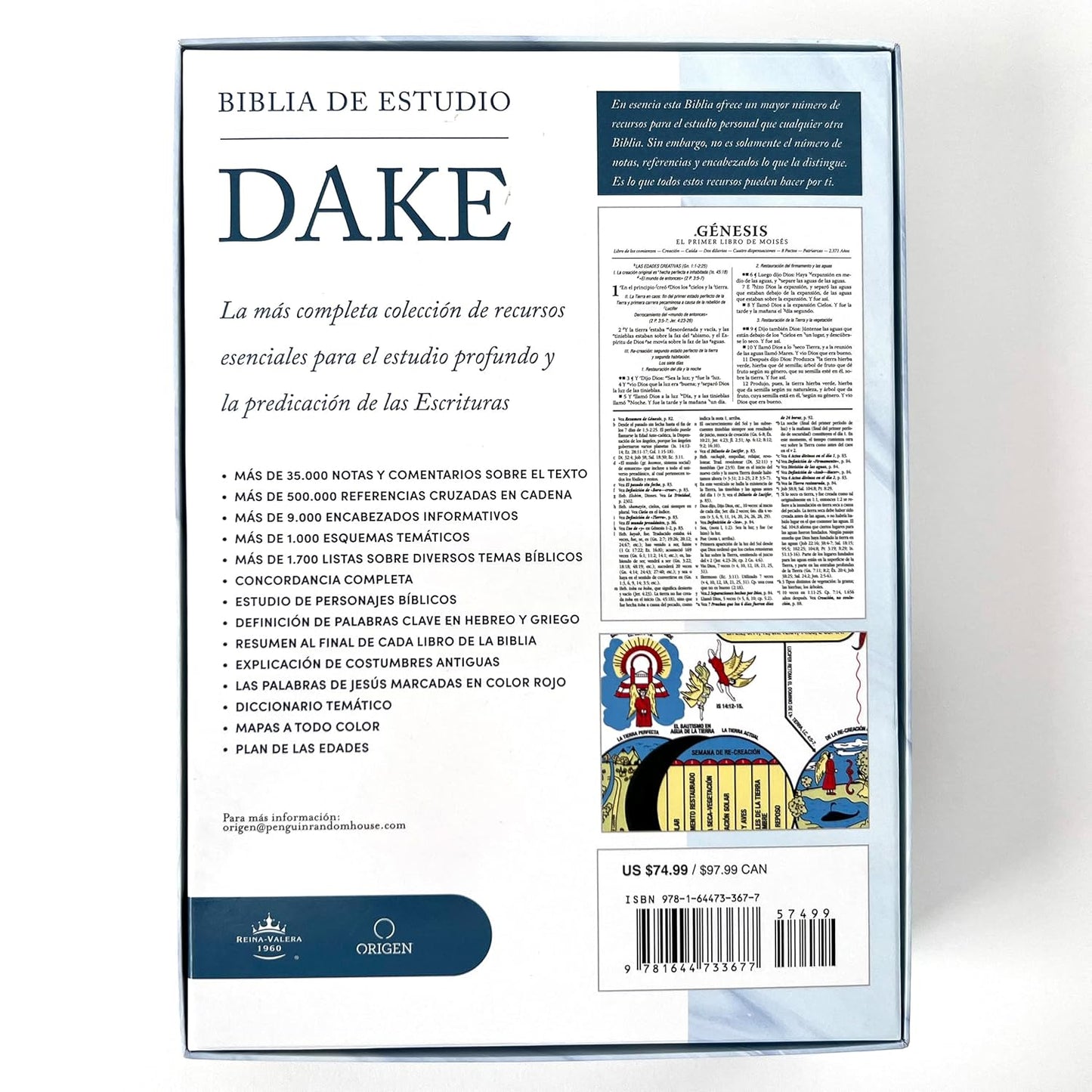 RVR 1960 Biblia de estudio Dake, tamaño grande, piel negra