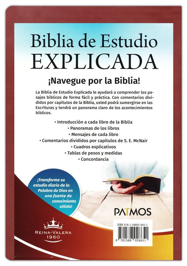 Biblia de Estudio explicada piel especial marron