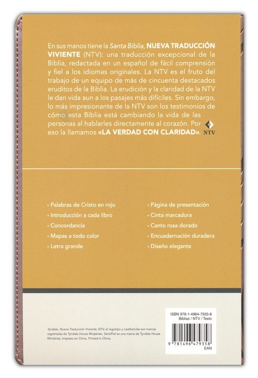 Biblia NTV rosado metálico 10 puntos simil piel