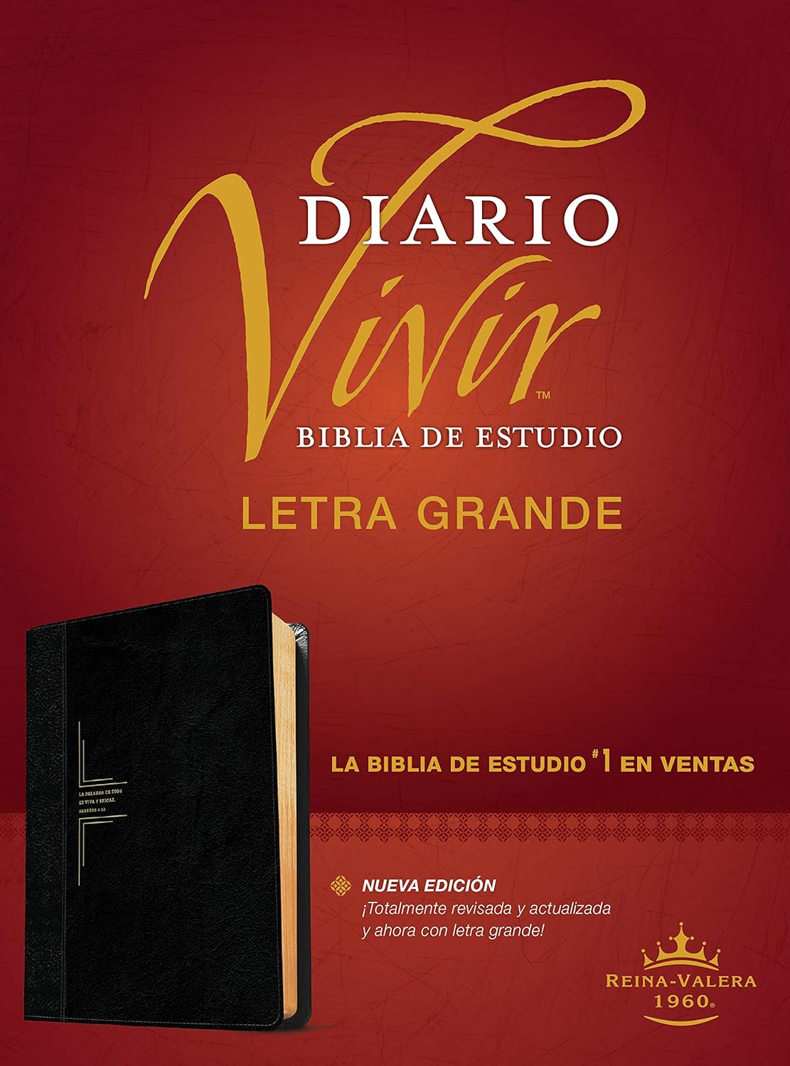 Biblia de estudio del diario vivir RVR60, letra grande, SentiPiel, Negro