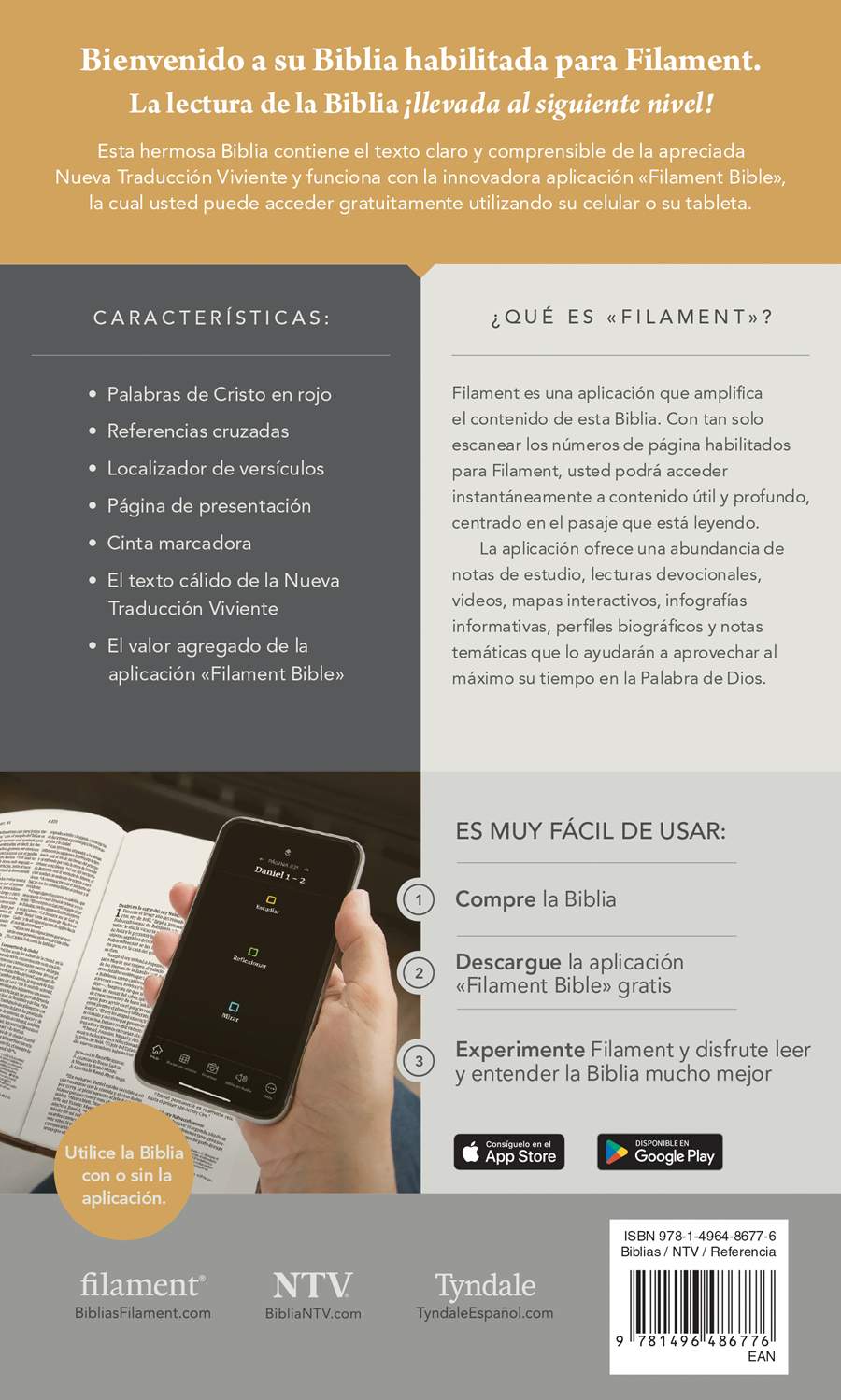 Biblia NTV con filament imitación piel café mediano