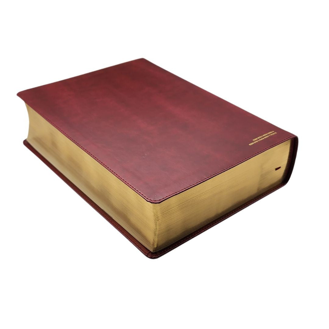 Biblia de estudio del diario vivir RVR60, letra grande, SentiPiel, Vino tinto