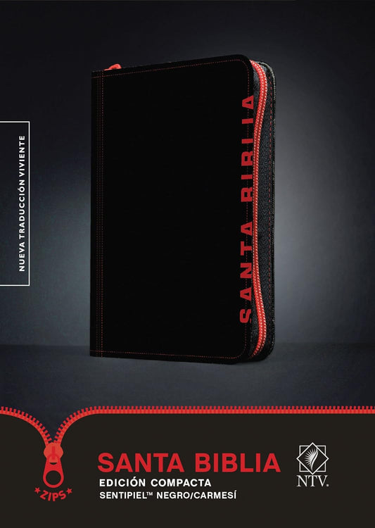 Santa Biblia NTV, Edición compacta SentiPiel, Negro/Carmesí