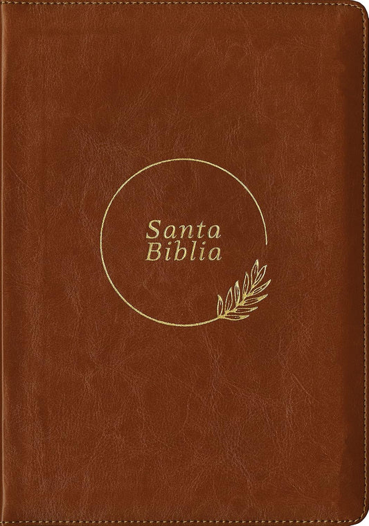 Santa Biblia RVR60, con cierre, referencias, letra mediana 9,5 (SentiPiel, Café, Letra Roja)