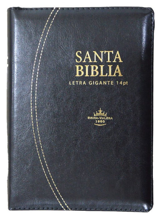 Biblia Reina Valera 1960 Mediana Letra Gigante Imitación Piel Negro Índice cierre