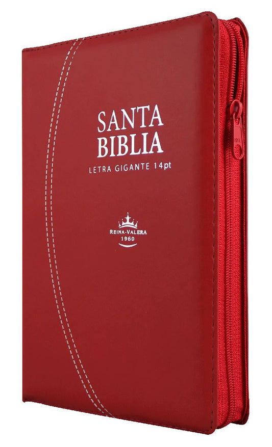 Biblia Reina Valera 1960 Mediana Letra Gigante Imitación Rojo Índice cierre
