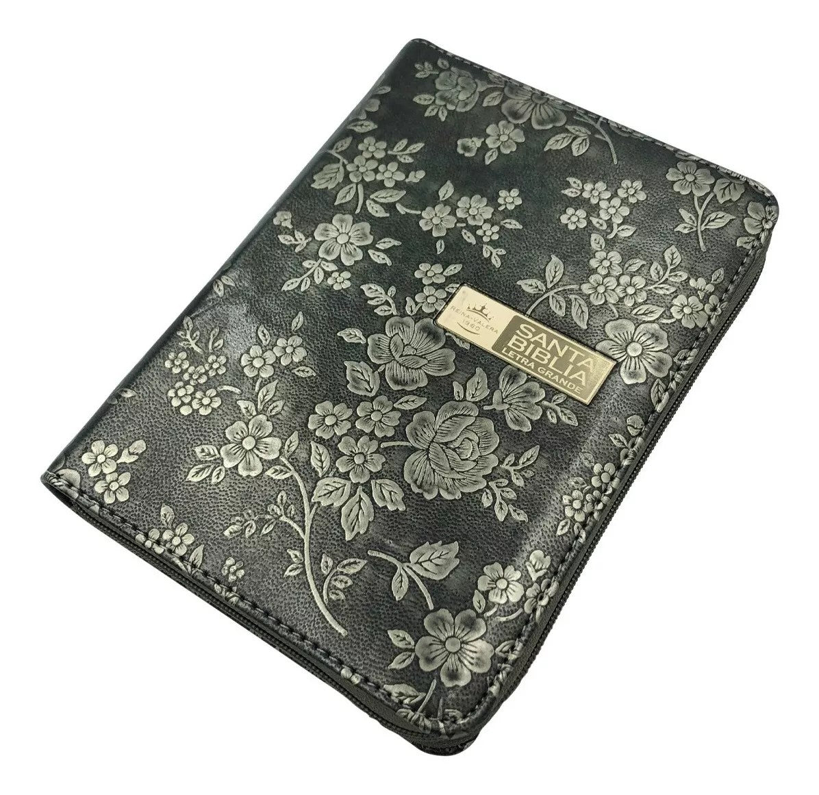 Biblia RVR 1060 para la mujer flores plateadas