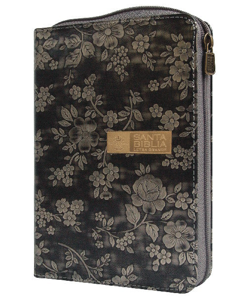 Biblia RVR 1060 para la mujer flores plateadas