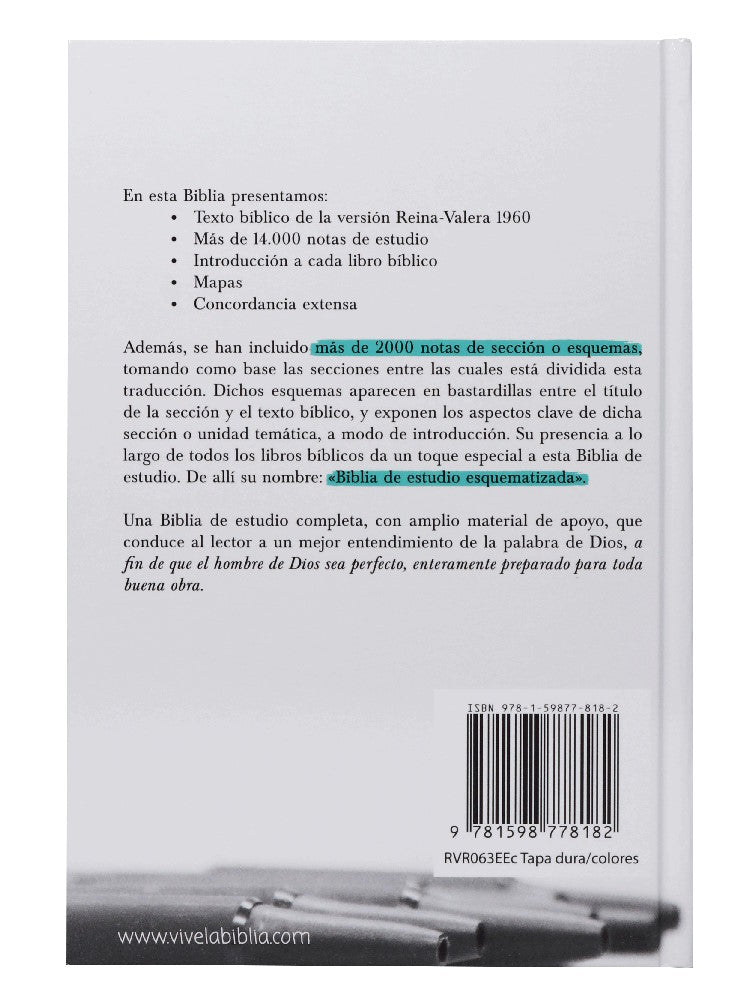 Biblia de Estudio Esquematizada RVR1960 mediana tapa dura