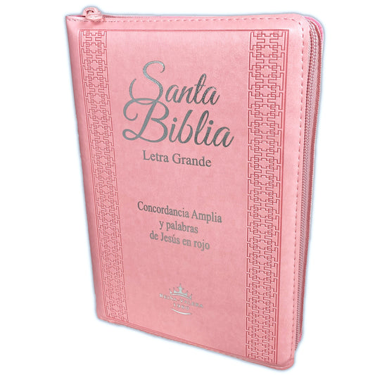 Biblia RVR1960 Letra Grande cierre e índice rosa