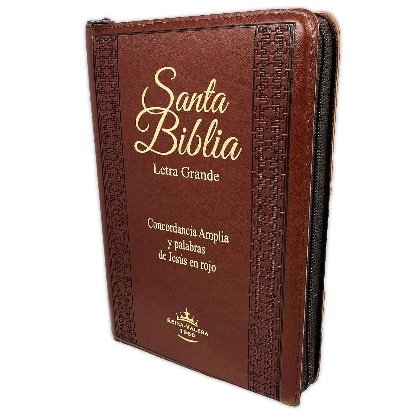 Biblia RVR1960 Letra Grande cierre e índice marrón