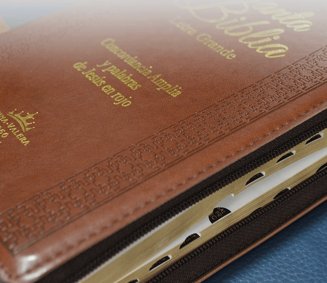 Biblia RVR1960 Letra Grande cierre e índice marrón