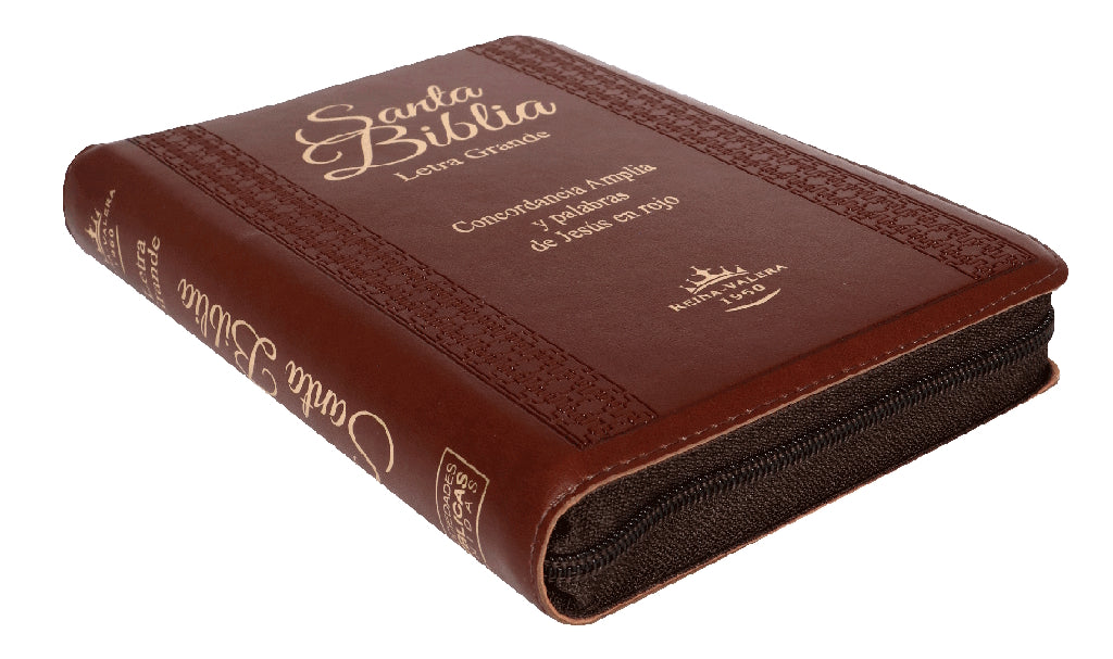 Biblia RVR1960 Letra Grande cierre e índice marrón