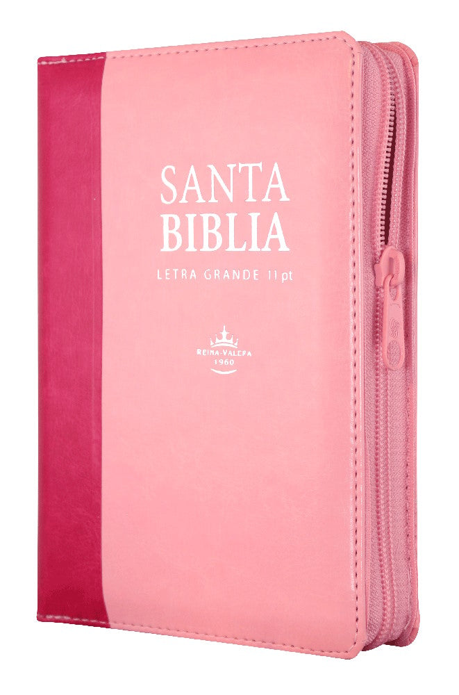 Biblia Reina Valera 1960 compacta bicolor rosado letra grande