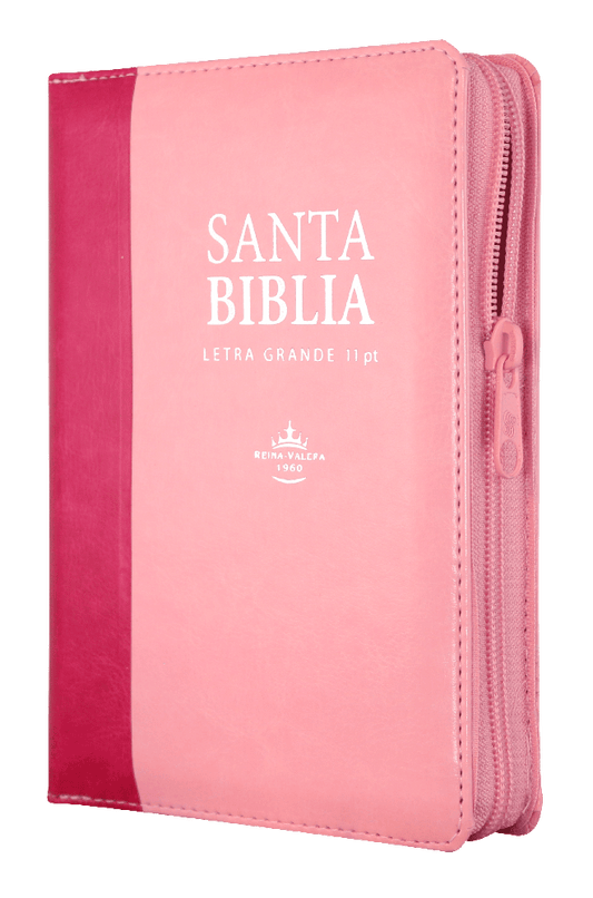 Biblia Reina Valera 1960 compacta bicolor rosado letra grande