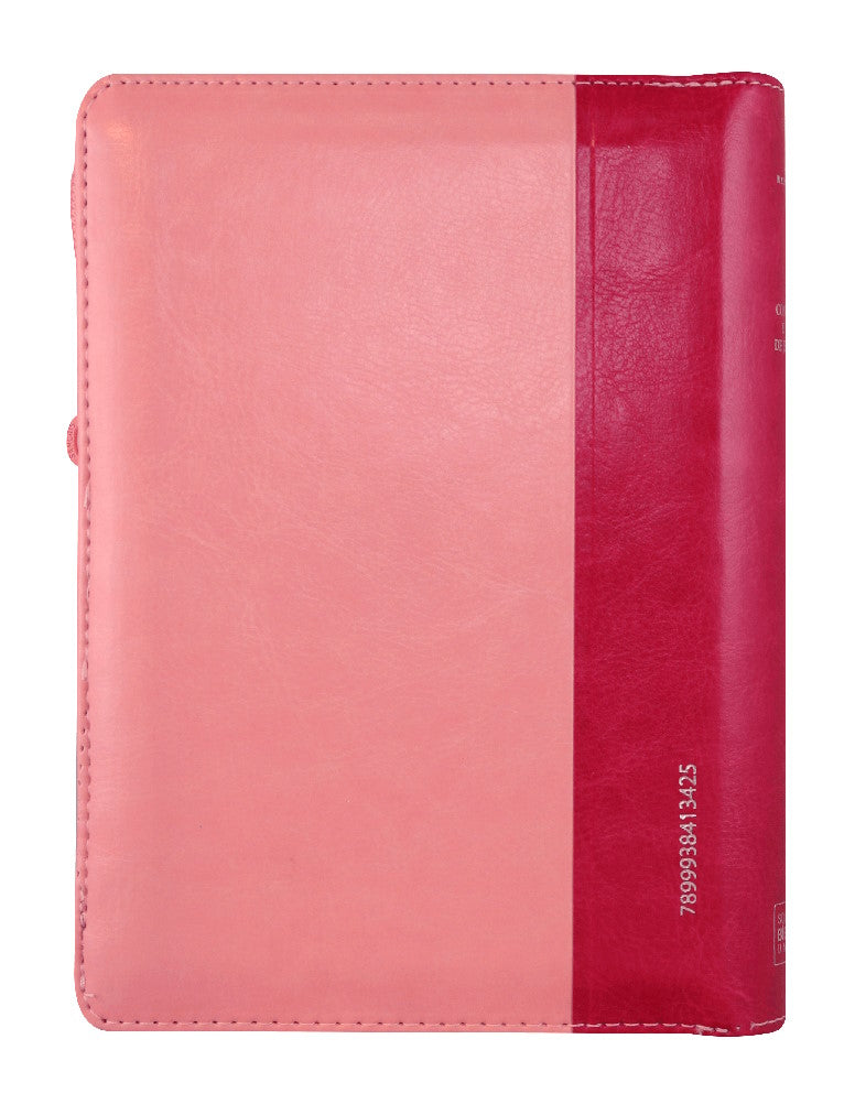 Biblia Reina Valera 1960 compacta bicolor rosado letra grande