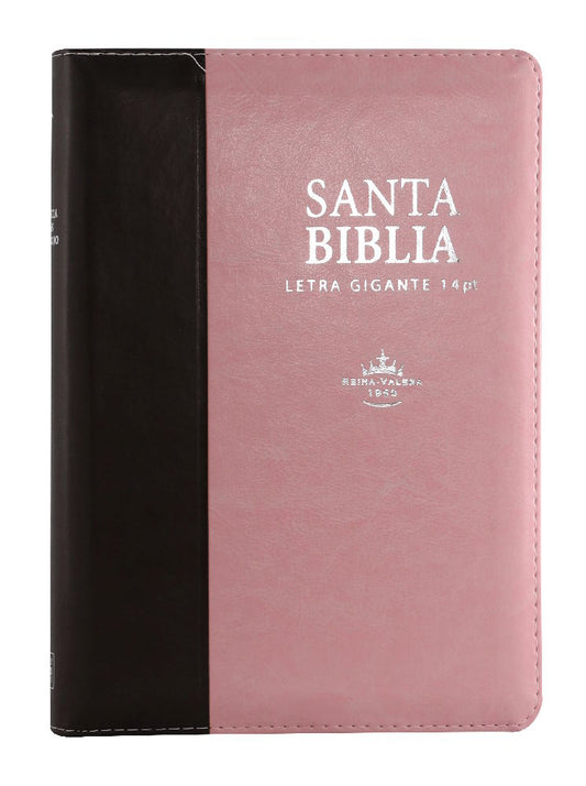 Biblia Reina Valera 1960 Letra Gigante 14 puntos cierre índice Tapa PU rosa café