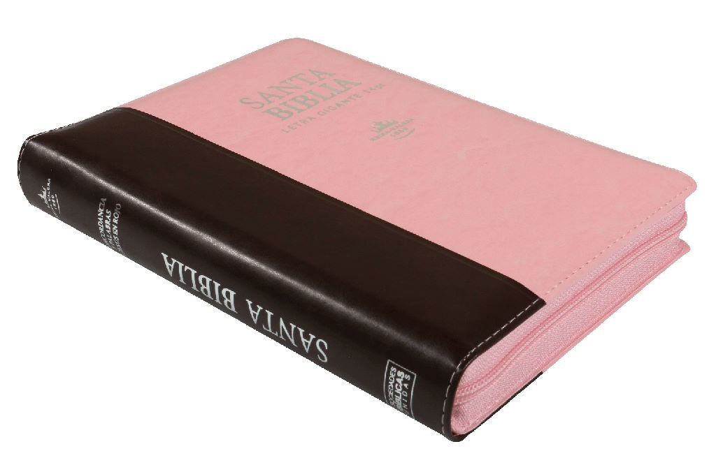 Biblia Reina Valera 1960 Letra Gigante 14 puntos cierre índice Tapa PU rosa café