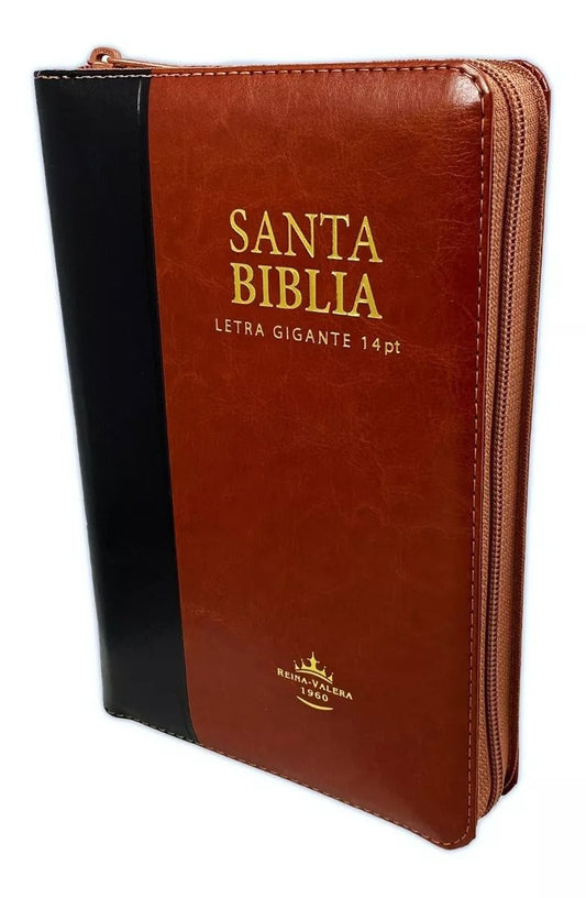 Biblia Reina Valera 1960 Letra Gigante 14 puntos cierre índice Tapa PU duotono